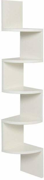 ONWAYSHOPPING Zig-Zag Corner White Wooden Wall Shelf
