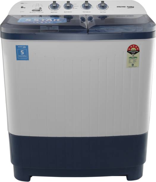 Voltas Beko by A Tata Product 8 kg Semi Automatic Top Load Washing Machine White, Blue