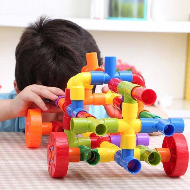AEXONIZ TOYS Plastic 85 Piece Pipe Puzzle Shape Building Block Set for 3-8 Years Old Kids Children
