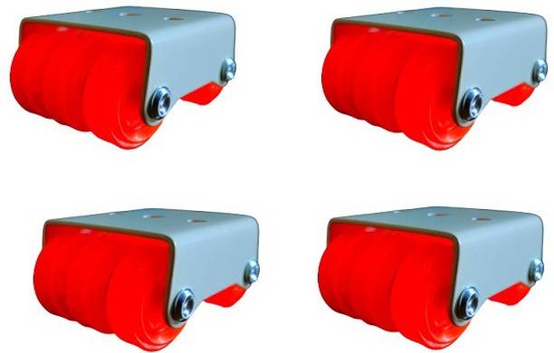 EKTA ENTERPRISES PREMIUM 6 WHEEL ORANGE Fixed Furniture Caster (Pack of4) Height:-38mm Fixed Furniture Caster
