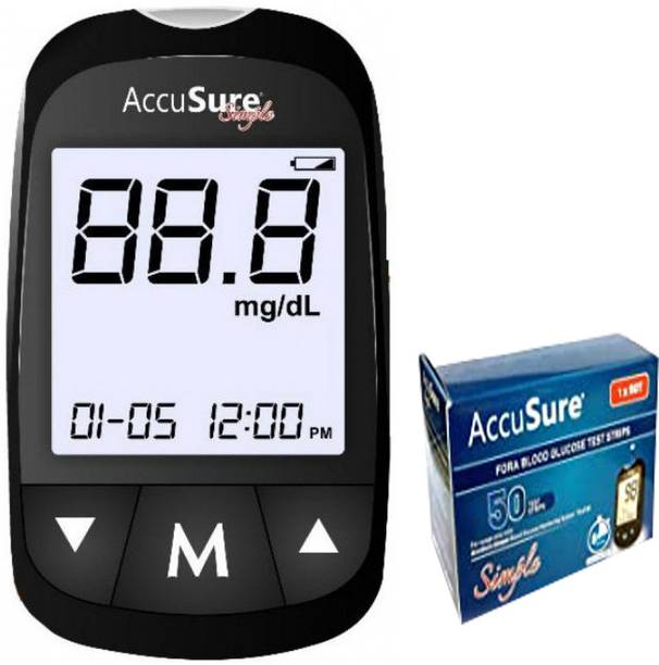 AccuSure Simple Glucometer With 50 Test Strip Glucometer