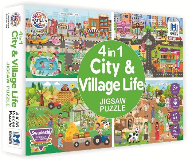 Ratnas City & Village Life Jigsaw Puzzle for Kids(140 Pieces) (1578)