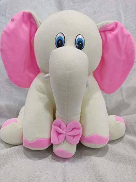 Patly White Pink Baby Elephant Soft Toy Kids Boys/Girls  - 40 cm