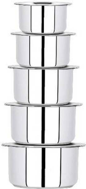 LIMETRO STEEL High Quality Stainless Steel Set of 5 Induction Base Tope Set / Cookware Set with lid Multipurpose Capacity (5 Pieces. 1 Ltr, 1.5 Ltr, 2 Ltr, 2.5 Ltr, 3 Ltr) Induction Bottom Cookware Set