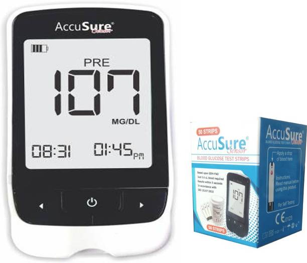 AccuSure Sensor Glucometer With 50 Test Strips Glucometer