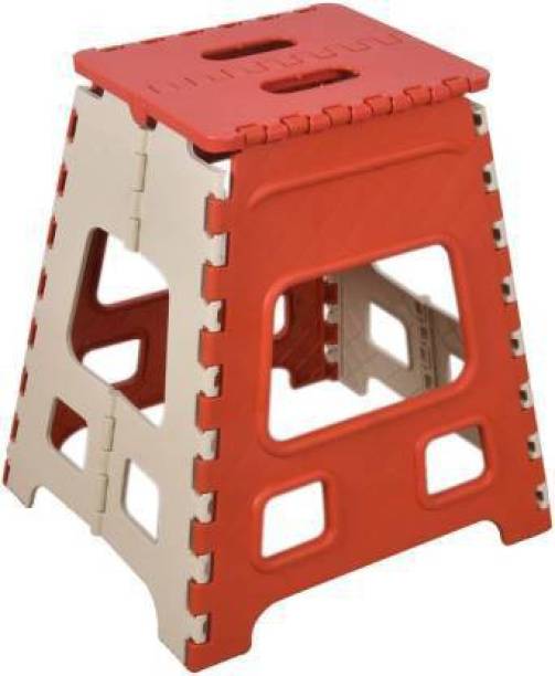 MAX 18 Inches Folding Step Stool for Adults and Kids, Kitchen Stepping Stools, Garden Step Stool (Red and Beige) 2 Pcs. Combo Pack Stool