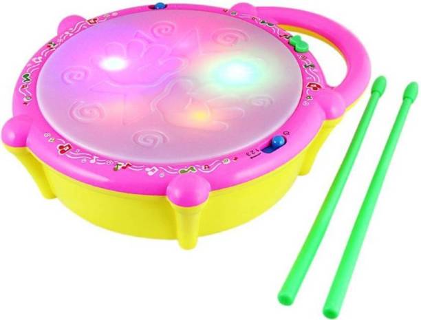 VS Toy Multicoloured Flash Drum With 3D Lights & Music  (Multicolor)