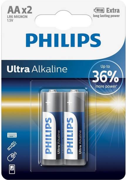 PHILIPS Ultra Alkaline AA Batteries, Pack of 2  Battery