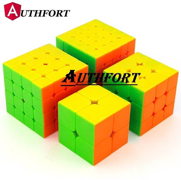 Authfort Moyu Cube Combo Set of 2x2 3x3 4x4 5X5 high Speed stickerless Magic Cube Prime Quality pack of 4 combo