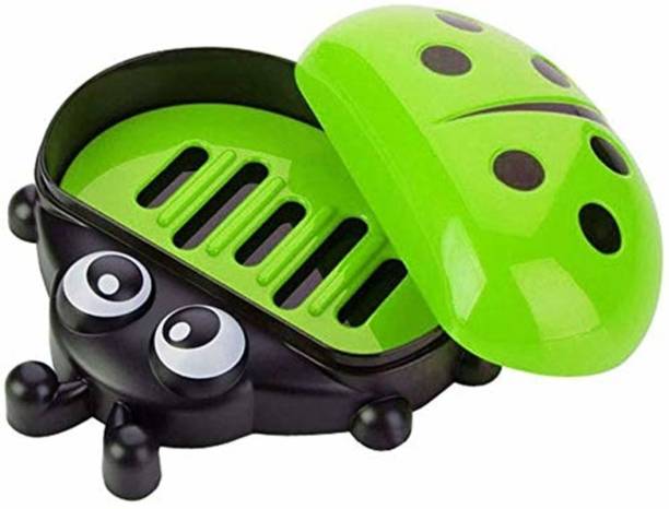 Gugzy Cute Lady Bug Soap Box Holder with Cover Bathroom Storage Shelves Racks Floor Type Kitchen Sponge Drain Holder Accessories Supplies I Lady Bug Soap Box I Lady Bug Soap Case I Cute Soap Case I LadyBug Soap Case for Kids