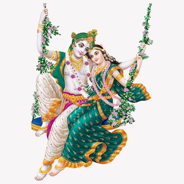 RANGOLI 70 cm Radha Krishna Off Wall Sticker 381 Self Adhesive Sticker