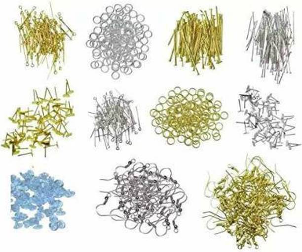 Crafto Quilling And Jewellery Making Acessories For Silk Thread Jewellery Making 11 Items Kit - Golden/Silver ( 25Pc Each )