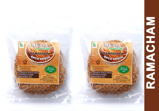 Kerala Ayurvedic Honey Ramacham Scrubber , Vetiver, Khus Roots Herbal bath scrubber ( Pack Of 6)