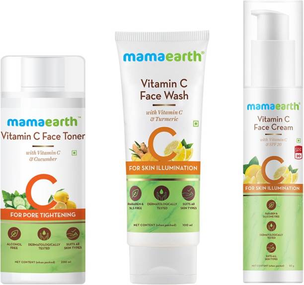 MamaEarth Vitamin C Skincare Regimen Kit(Toner + Face wash + Face Cream) - CTM