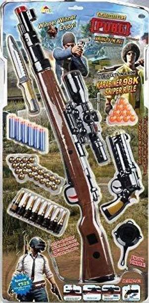 Kmc kidoz pubg theme gun toys set with assault rifle, toy knife, water and soft foam bullets and combat cards target shooting role play game for kids (pubg theme gun)-Multi color Guns & Darts