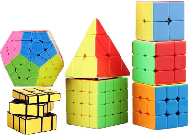 Authfort 7 Pack Cube Bundle- 2x2 3x3 4x4 , mirror, pyramid,Windmill, Pack of 7