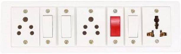 Zodias 3Nos Switch, 2Nos Socket + 1Nos Universal Socket & 1Nos Light Indicator White Heavy Duty PVC Extension Board With 11 Meter Wire 3  Socket Extension Boards