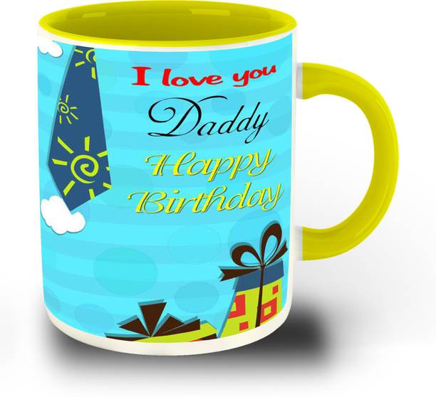 whats your kick Birthday, Happy Birthday Dad Printed Yellow Inner Colour Ceramic Coffee- Gift for Dad, Gift for Best Dad, Best Gift, Unique Gifts (Multi 3) Ceramic Coffee Mug