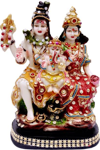 Maankind shiv parivar,shiv parivar murti, shiva parvati idol, shiv parvati murti, adiyogi Decorative Showpiece  -  19 cm