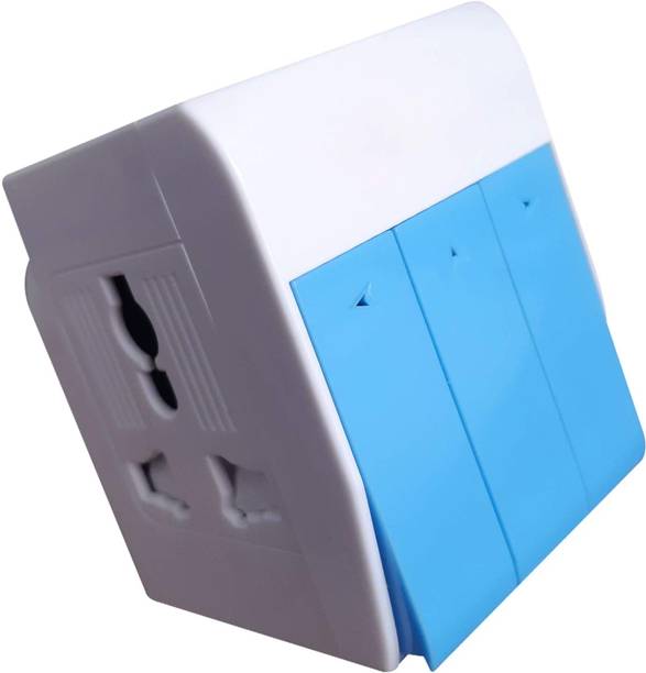DECOBELL 3 Plug Socket With Individual Switch And LED Indicator Extension Spike Buster 3 Way Universal Conversion Plug with Individual Switch for Home and Official Use Three Pin Plug