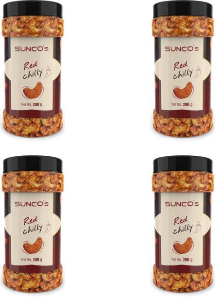 sunco Red Chilly - Pack of 4 ( 4 x 200g ) Cashews