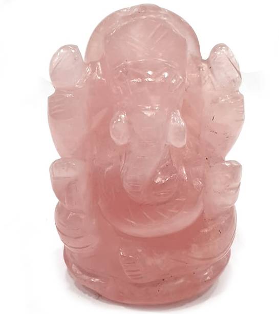 REIKI CRYSTAL PRODUCTS Rose Quartz Ganesh Ji Murti Ganesha Idol Ganesha Murti Ganesha Statue Natural Crystal Ganesha Stone Ganpati 2.5 - 3 inch Approx For Reiki Healing and Protection & Home Decor, Office Table, Wall Slab and Car Dashboard Decorative Showpiece  -  6 cm