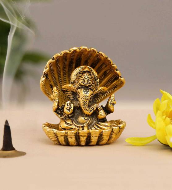 KridayKraft Ganesha Metal Statue,Ganpati for Home Decor & Pooja,Religious idol Figurines डेकोरेटिव शोपीस  -  10 cm