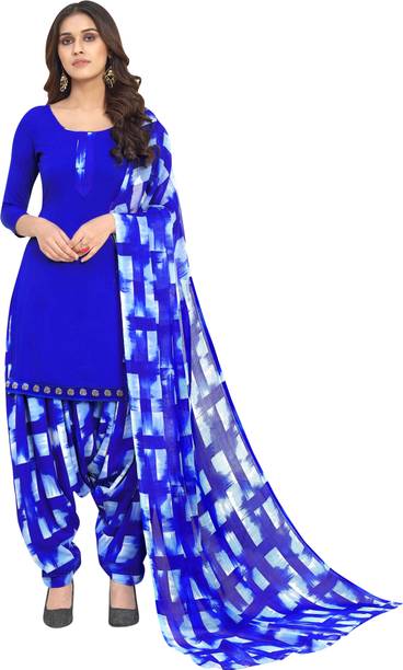 Unstitched Crepe Kurta & Patiyala Material Printed