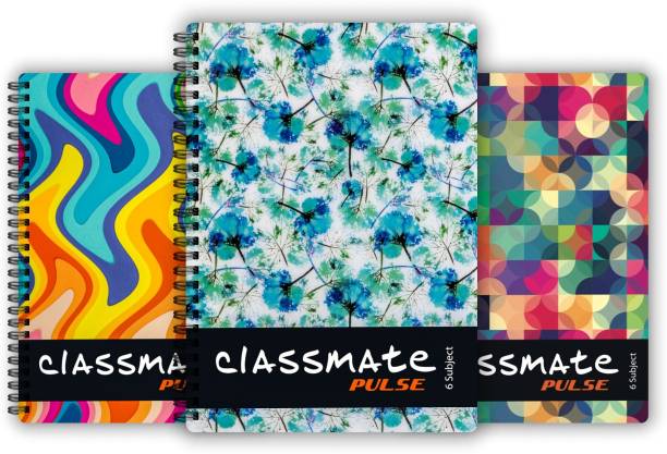 Classmate Pulse 6 Subject (267 X 203 mm) Spiral Regular Notebook Single Line 300 Pages