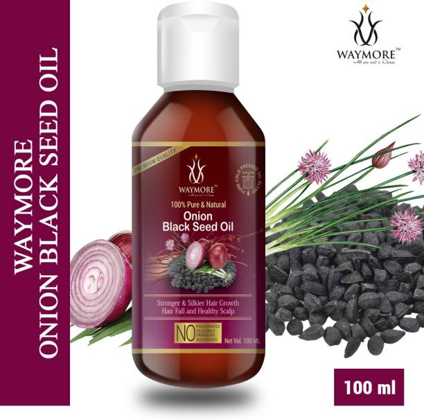 WAYMORE 100% pure and natural herbal Onion Black Seed Oil for Hair Regrowth Bio Active Hair Oil Nourshing Hair Treatment With Real Onion Black Seeds Extracts for Intensive Hair Fall Dandruff Treatment Hair Oil - NO Mineral Oil, Silicones, Cooking Oil & Synthetic Fragrance Hair Oil
