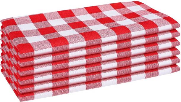 shades of life Red checkered cotton kitchen table napkins Red Napkins