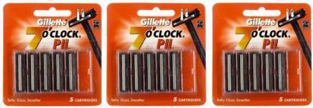 Gillette (7) O Clock Pll Cartridges 15 Pcs. (Pack of 3)