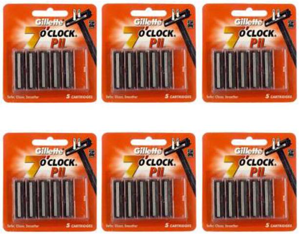 Gillette (7) O Clock Pll Cartridges 30 Pcs. (Pack of 6)