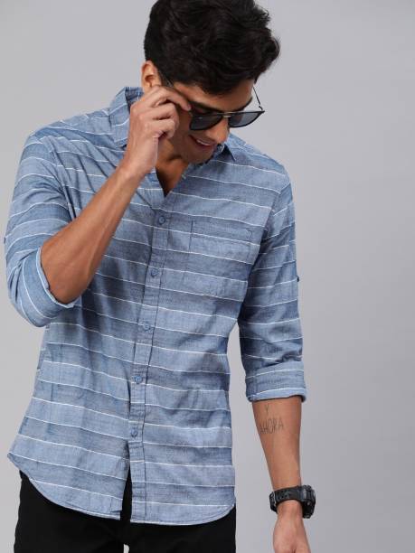 Men Slim Fit Striped Casual Shirt Price in India