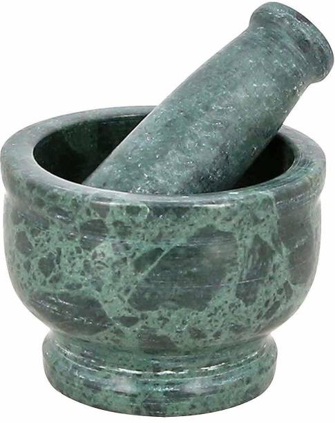 angora creations Marble Granite Imam Dasta | Ohkli Musal | Mortar and Pestle Set | Kharal | khalbatta | Mixer and Grinder Set for Kitchen 4x3 Inches Marble Masher