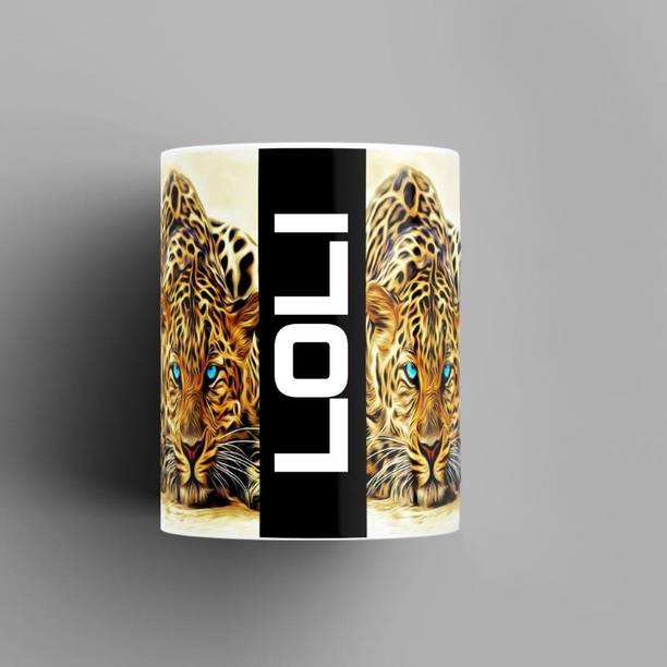 Beautum Name Printed Loli Cheetah Design White Ceramic (350) ml. Model No:BMNAT010947 Ceramic Coffee Mug