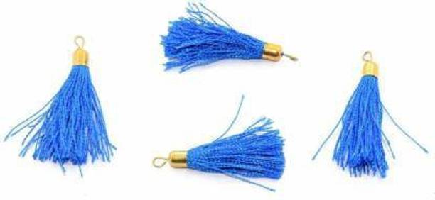 Crafto Silk Thread Tassel for Embellishing Handbags, Apparels, Earring Making, Art and Craft (Pack of 50 Pieces) (Blue)