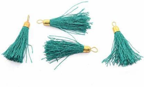 Crafto Silk Thread Tassel for Embellishing Handbags, Apparels, Earring Making, Art and Craft (Pack of 50 Pieces) (Teal)