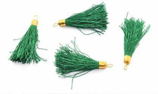 Crafto Silk Thread Tassel for Embellishing Handbags, Apparels, Earring Making, Art and Craft (Pack of 50 Pieces) (Green)