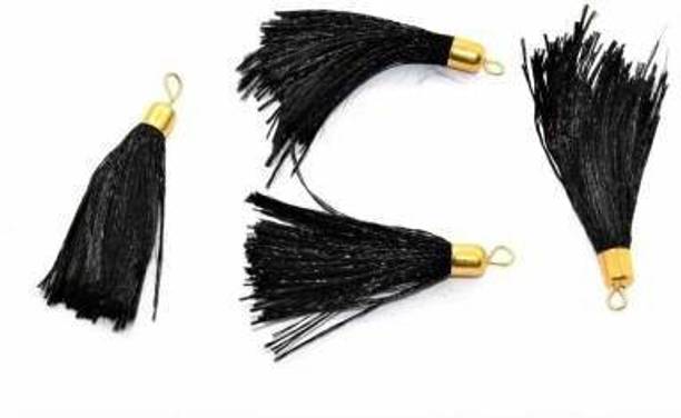 Crafto Silk Thread Tassel ( Black) for Embellishing Handbags, Apparels, Earring Making, 50Pcs