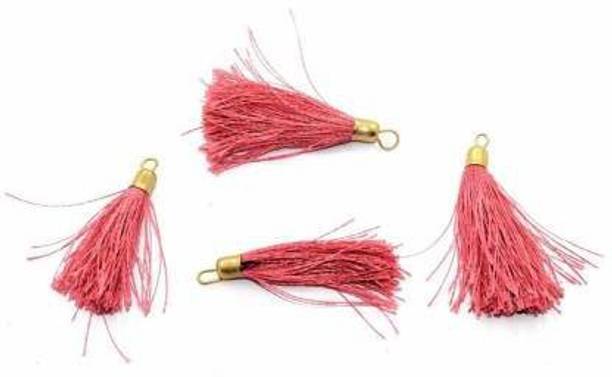 Crafto Silk Thread Tassel ( Coral Red) for Embellishing Handbags, Apparels, Earring Making, 50Pcs