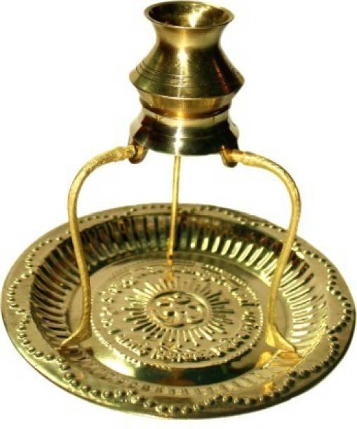 Shiv Brass Pooja Plate Thali with Shivling Stand and Abhishek Lota Kalash Brass Brass