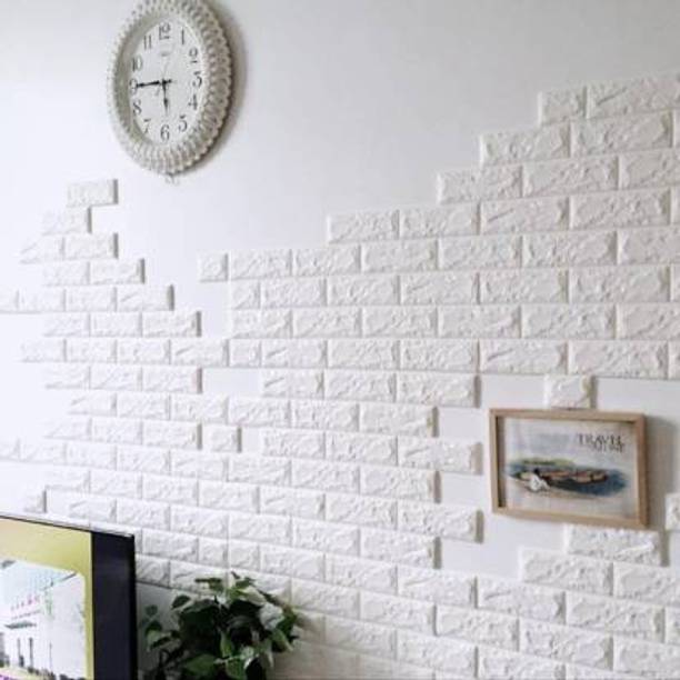 ODELEE 3D FOAM BRICK WALL STICKER WHITE ( PACK OF 10 PCS ) Pack of 10