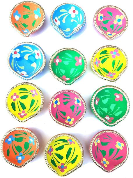 hc the crafts Earthenware (Pack of 12) Table Diya Set