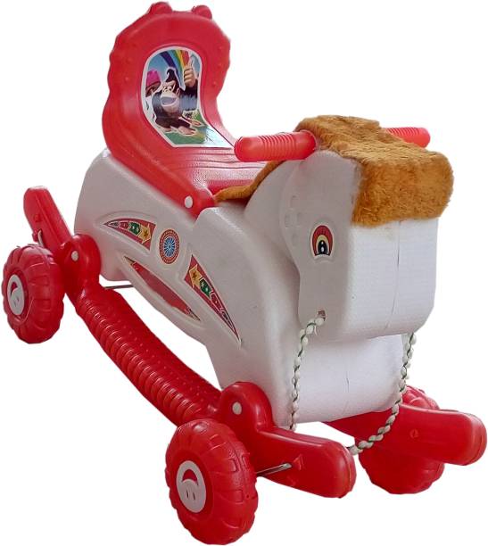 oh baby BABY'' BABY PLASTIC HORSE WITH ROCKING FUNCTION AND RUNNING RIDE ON WITH AMAZING COLOR FOR YOUR KIDS First Class Rocking Plastic Horse With 4 Wheels For Cycle The Horse, 2 In 1 Function Rocking And Cycling rider For Your Kids ,Bridle For Parent Control.HGY-BNH-BVG-1504