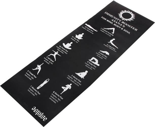 Aerolite Immunity Booster Asana 24 x72 -BLK Black 6.5 mm Yoga Mat