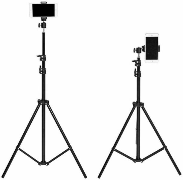 royality Lightweight & Portable Portable 7 Feet (84 Inch) Long Tripod Stand with Adjustable Mobile Clip Holder for All Mobiles & Cameras (Black) Tripod