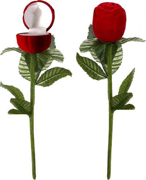 SP EXPORTS Red Rose Ring Box For Women, Girls & Love Ones (Gift, Engagement) Weddings, Birthday, Parties and any other occasion (pack of 2) Valentine Gift For Girls & Boys Ring Box Vanity Box (Red, Green) Jewellery Vanity Box