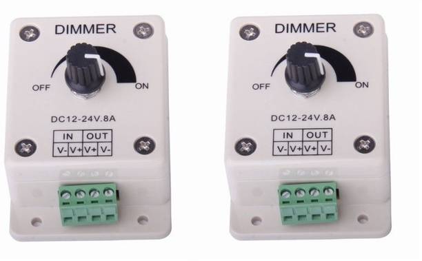 TRP Traders 12V-24V 8A LED Light Dimmer Brightness Adjustable Control Controller,Power Saver Pack of 2 8 A Step Dimmer