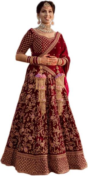 Embroidered, Floral Print Semi Stitched Lehenga Choli